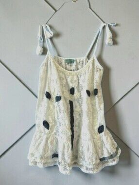 ANTICA SARTORIA  Top Approx Large White Crochet Tank Tunic